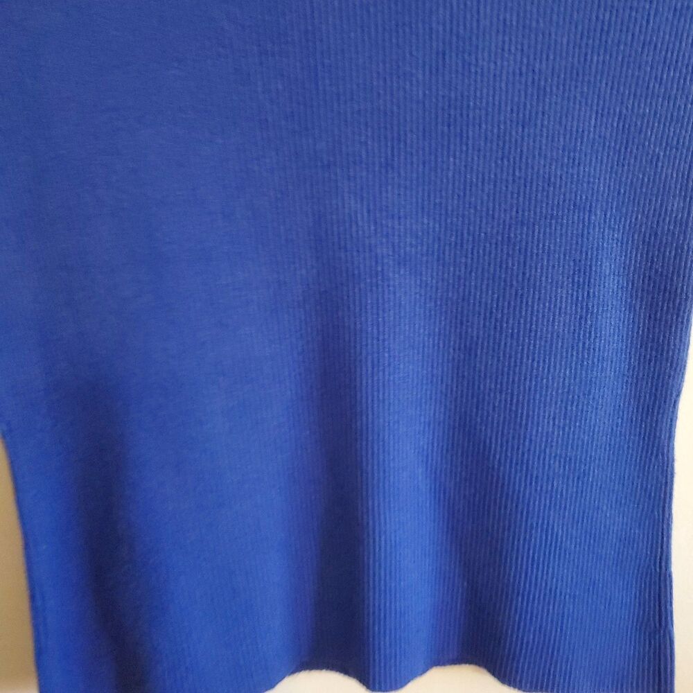 Spenser Jeremy Silk Blend Blue Ribbed Square Neck Top Size S Minimal 90s Y2K - Picture 6 of 10